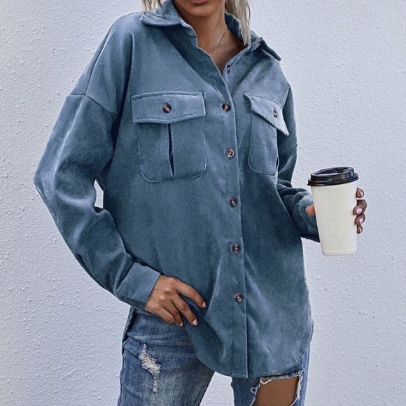 Boho Rust Button up Oversized Shacket Top - Picture 3 of 13